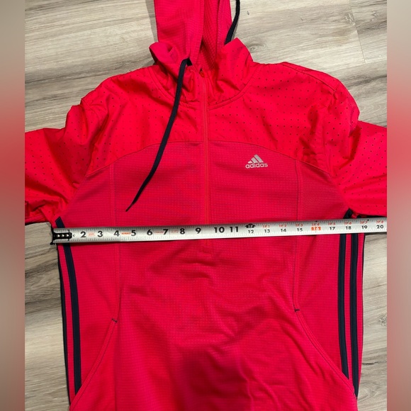 ‼️THRIFT SOON MAKE OFFER Pink Adidas Response Running 1/4 Zip Hooded Sweatshirt - Picture 3 of 9